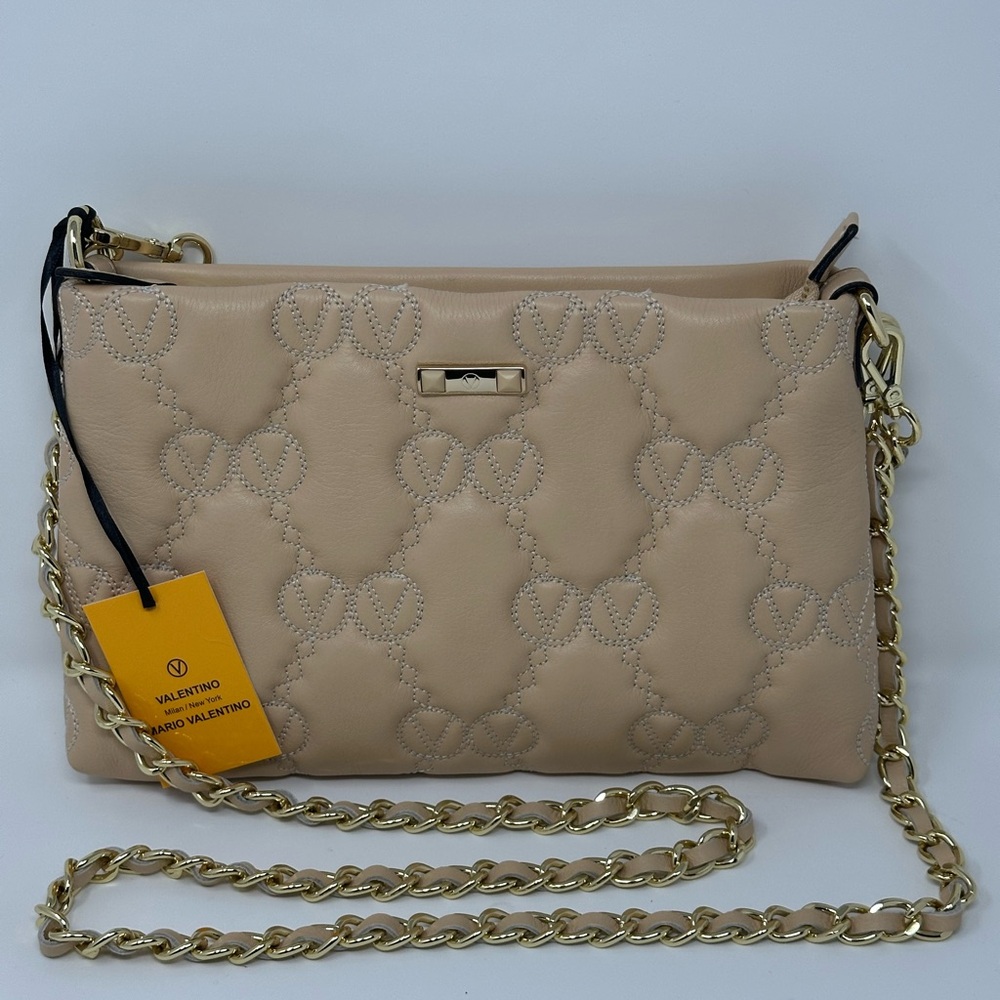 Valentino Tan Crossbody Bag with Chain Strap